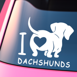I Love Dacshunds Vinyl Car Decal Sticker