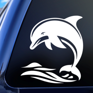 Dolphin And Wave Vinyl Car Decal Sticker