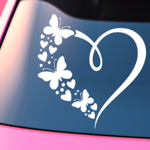 Pretty Butterfly Heart Car Decal Sticker