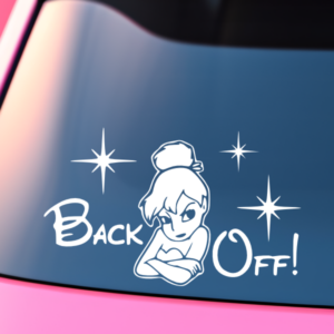 Tinkerbell Back Off Funny Car Decal Sticker