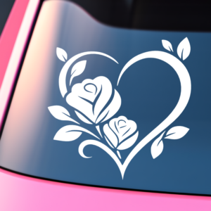 Heart With Roses Vinyl Car Decal Sticker