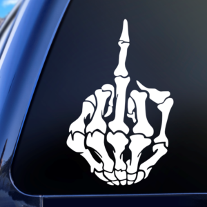 Skeleton Middle Finger Skull Vinyl Car Decal Sticker
