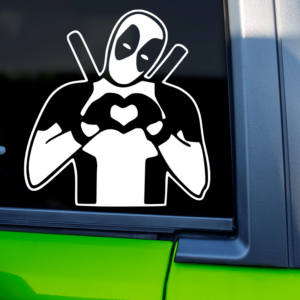 Deadpool Heart Sign Vinyl Car Decal Sticker