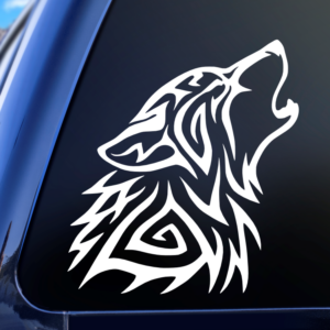 Tribal Wolf Howling Vinyl Car Decal Sticker