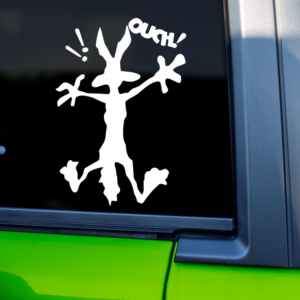 Wile E Coyote Smashed Against Window Funny Vinyl Car Decal Sticker