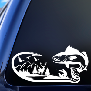 Fish Hook With Scenery Hunting Vinyl Car Decal Sticker
