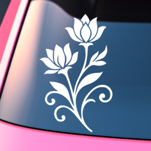 Pretty Double Flower Vinyl Car Decal Sticker