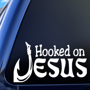 Hooked On Jesus Vinyl Car Decal Sticker