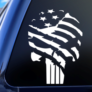 Graphics Addiction American Flag Punisher Car Decal Sticker for Cars Trucks Tumbler SUV Van Skateboards Laptops