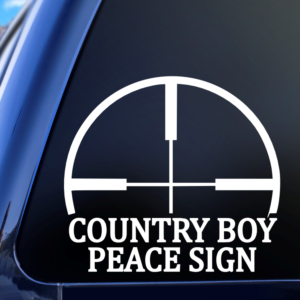 Country Boy Peace Sign Car Decal Sticker