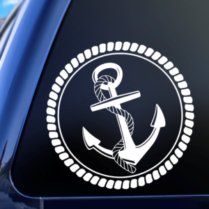Anchor In Rope Circle Car Decal Sticker for Boats Cars Trucks SUV Van Skateboards Laptops
