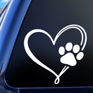 Heart and Dog Paw Vinyl Car Decal Sticker