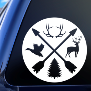 Hunting Badge Buck Duck Rifle Vinyl Car Decal Sticker