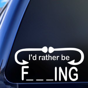 I'd Rather Be Fishing Funny Car Decal Sticker