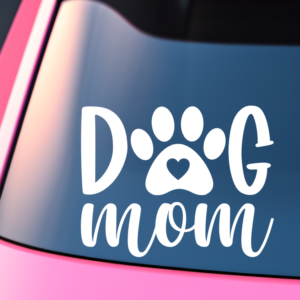 Dog Mom With Heart Car Decal Sticker