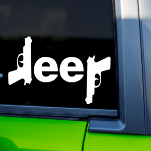 Jeep With Guns Car Decal Sticker