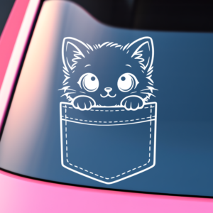 Kitten Peeking Out Of Pocket Cute Cat Die Cut for Cars Trucks SUV Van Car Decal Sticker