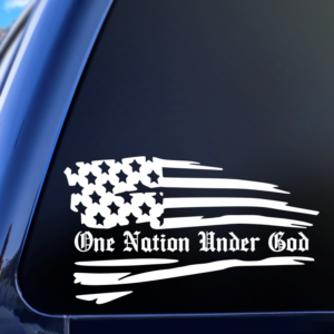 One Nation Under God Tattered Flag Car Decal Sticker for Cars Trucks SUV Van Skateboards Laptops