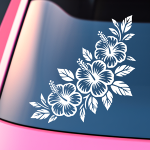 Pretty Hibiscus Scroll Car Decal Sticker for Boats Cars Trucks SUV Van Skateboards Laptops