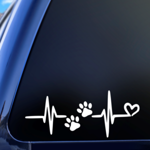 Graphics Addiction Dog Paw Heartbeat Car Decal Sticker for Cars Trucks Tumbler SUV Van Skateboards Laptops