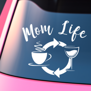 Graphics Addiction Mom Life Coffee And Wine Car Decal Sticker for Cars Trucks Tumbler SUV Van Skateboards Laptops