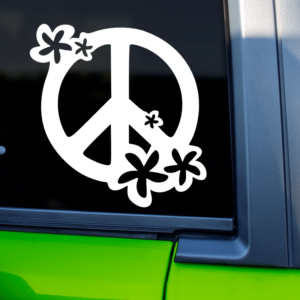 Graphics Addiction Peace Sign with Flowers Car Decal Sticker for Cars Trucks Tumbler SUV Van Skateboards Laptops