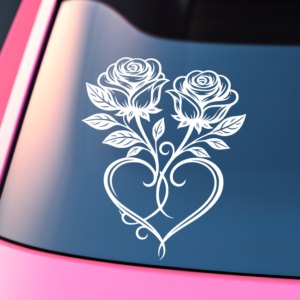 Graphics Addiction Pretty Double Rose Heart Car Decal Sticker for Cars Trucks Tumbler SUV Van Skateboards Laptops