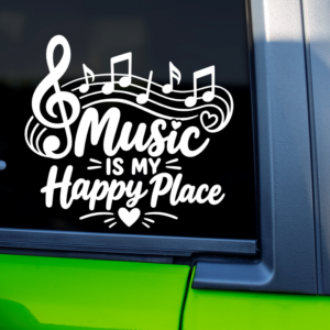 Graphics Addiction Music Is My Happy Place Car Decal Sticker for Cars Trucks Tumbler SUV Van Skateboards Laptops