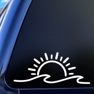 Graphics Addiction Sun And Wave Beach Car Decal Sticker for Cars Trucks Tumbler SUV Van Skateboards Laptops