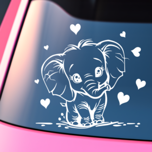 Graphics Addiction Cute Little Elephant With Hearts Car Decal Sticker for Cars Trucks Tumbler SUV Van Skateboards Laptops